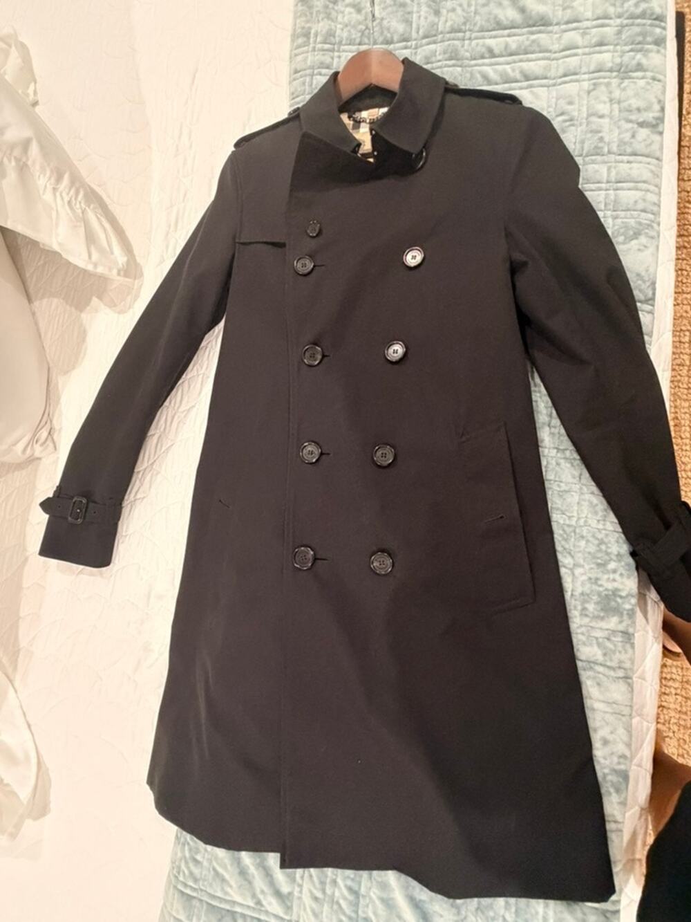 Burberry Sandringham Long Black Trench Coat - Size 48 - Excellent Condition.